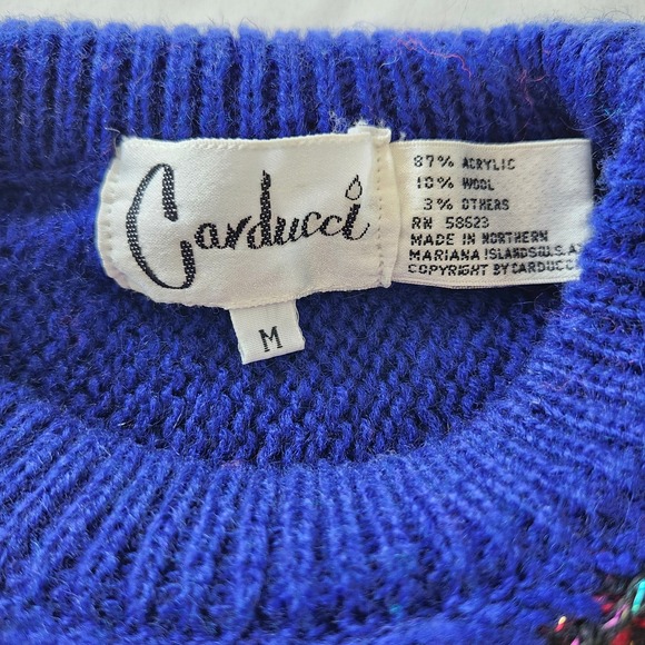 Vintage Carducci Women's Knit Sweater 3D Embellished Floral Geometric Medium - Picture 4 of 5
